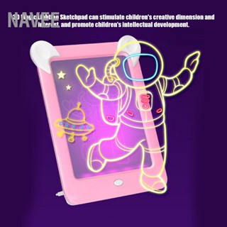 NAVEE ของเล่นเพื่อการศึกษาสำหรับเด็ก กระดานวาดภาพ 3D Magic LED Illuminated Sketchpad