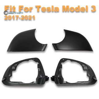 ฝาครอบกระจกมองข้างซ้าย และขวา พร้อมกรอบ สีดํา สําหรับ Tesla Model 3 2017-2021