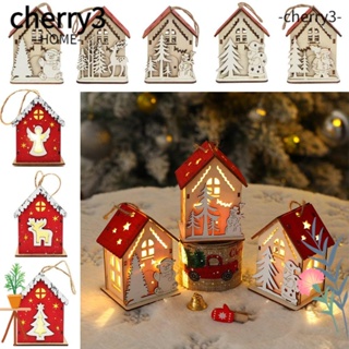 Cherry3 โมบายไม้ รูปซานตาคลอส กวาง หมี สโนว์แมน คริสต์มาส สําหรับแขวนตกแต่งบ้าน