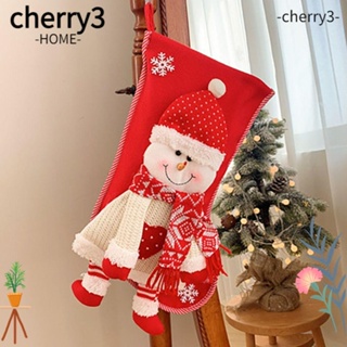 Cherry3 ถุงของขวัญคริสต์มาส ลายซานตาคลอส สโนว์แมน สีแดง สีขาว สําหรับตกแต่งบ้าน ต้นคริสต์มาส
