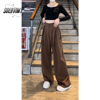 SOERVIMY  กางเกงขายาว กางเกงเอวสูง สไตล์เกาหลี แฟชั่น 2023 NEW  Chic ins ทันสมัย สบาย A23L051 36Z230909