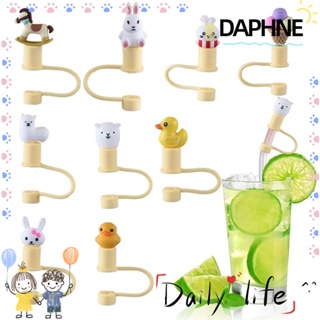 Daphne จุกปิดหลอดดูดน้ํา กันฝุ่น ลายดอกทานตะวัน เชอร์รี่ กันฝุ่น ใช้ซ้ําได้ 6-8 มม.