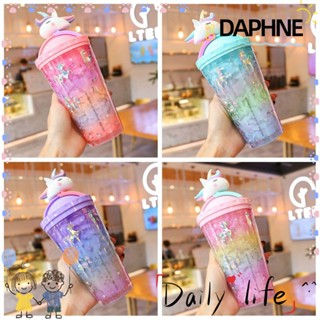 Daphne แก้วน้ํา ลายยูนิคอร์น ขนาด 450 มล. พร้อมหลอดดูด แบบพกพา