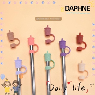 Daphne ฝาครอบหลอดดูดน้ํา ซิลิโคน กันกระเด็น 0.3 นิ้ว แบบพกพา ใช้ซ้ําได้ หลากสี 6 ชิ้น