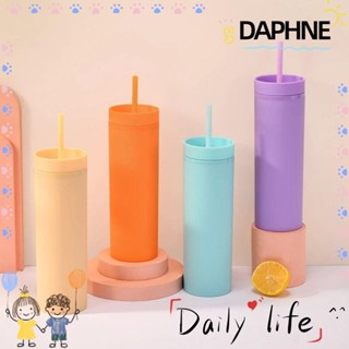 Daphne แก้วน้ําสองชั้น สกินนี่ ฉนวนกันความร้อน กลางแจ้ง ถ้วยเครื่องดื่ม 16 ออนซ์ ถ้วยตรง