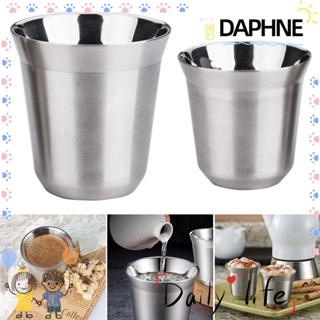 Daphne แก้วมักสเตนเลส มีฉนวนกันความร้อน สองชั้น แบบพกพา 80 160 มล. สีเงิน