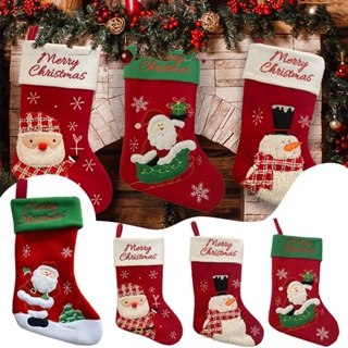 【Christmas】ถุงเท้า ลายเตาผิง คริสต์มาส สําหรับตกแต่งบ้าน