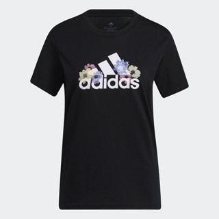 adidas ไลฟ์สไตล์ เสื้อยืดพิมพ์ลาย Floral ผู้หญิง สีดำ HK9269