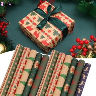 กระดาษห่อของขวัญคริสต์มาส ลายซานต้าคลอส กวางเอลก์ DIY สําหรับตกแต่งต้นคริสต์มาส 1 ชิ้น