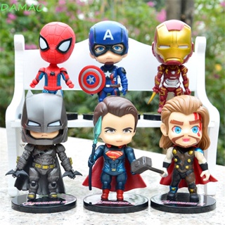 Damao โมเดลฟิกเกอร์ อนิเมะ Avengers Iron Spiderman Q Version ของขวัญ สําหรับตกแต่งเค้ก 6 ชิ้น ต่อชุด