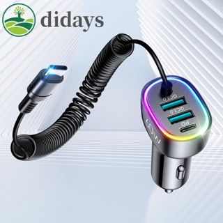 【DIDAYS Premium Products】อะแดปเตอร์ชาร์จโทรศัพท์มือถือ 3 พอร์ต 60W LED QC 3.0 PD 3.0 สําหรับ Samsung Huawei