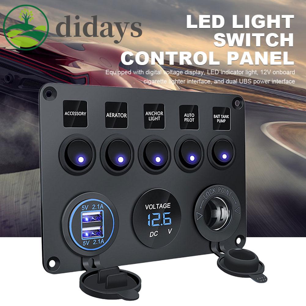 didays-premium-products-แผงสวิตช์สลับเบรกเกอร์ดิจิทัล-led-5-กลุ่ม-สําหรับรถยนต์-atv-คาราวาน