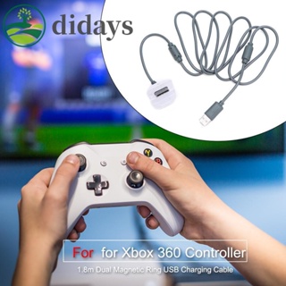 【DIDAYS Premium Products】สายชาร์จ USB 1.8 ม. แบบแหวนแม่เหล็กคู่ สําหรับคอนโทรลเลอร์ไร้สาย Xbox 360