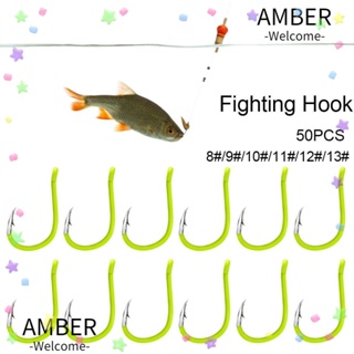 Amber ตะขอเบ็ดตกปลา แบบเรืองแสง 50 ชิ้น