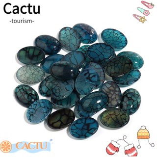 Cactu ลูกปัดหินอาเกต หินอาเกต มังกร ทรงวงรี สีฟ้า 25*18 มม. สําหรับทําเครื่องประดับ DIY 10 ชิ้น