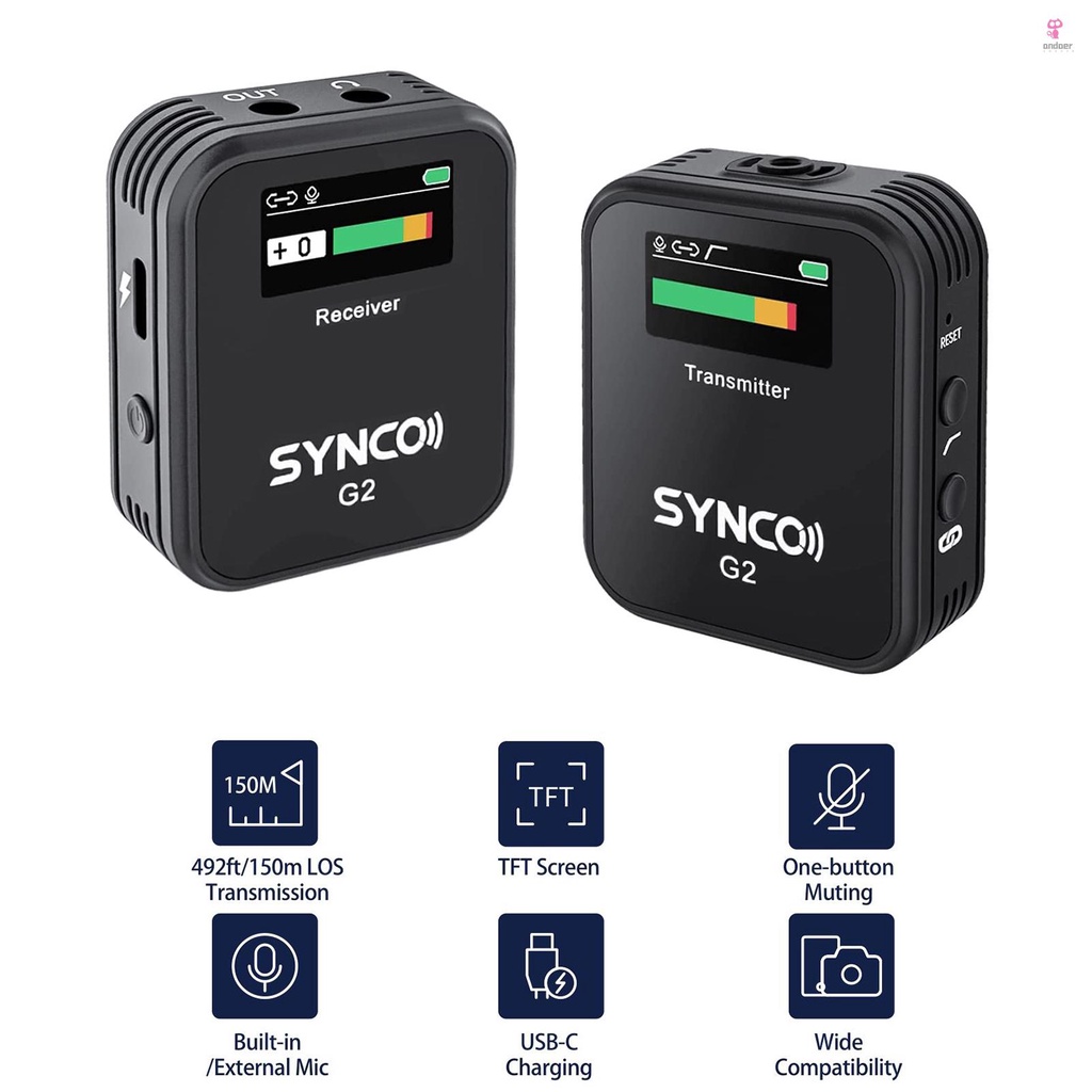 synco-g2-a1-wireless-microphone-system-with-tft-screen-ideal-for-live-streaming-and-camcorders