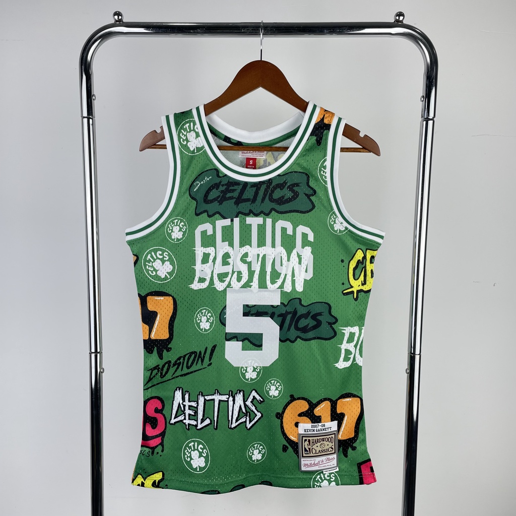 mn-เสื้อกีฬาบาสเก็ตบอล-ลายทีม-boston-celtics-no-5garnett-สไตล์วินเทจ-33bird-เสื้อเชิ้ต-สําหรับผู้ชาย