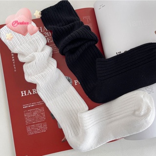 Purelove&gt; ถุงเท้ากีฬา ผ้าฝ้าย สีพื้น สไตล์ฮาราจูกุ แฟชั่นฤดูใบไม้ร่วง และฤดูหนาว สําหรับผู้หญิง 1 คู่