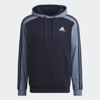 adidas ไลฟ์สไตล์ เสื้อฮู้ดผ้าเมแลงจ์เฟรนช์เทอร์รีย์ Essentials ผู้ชาย สีน้ำเงิน HL1974