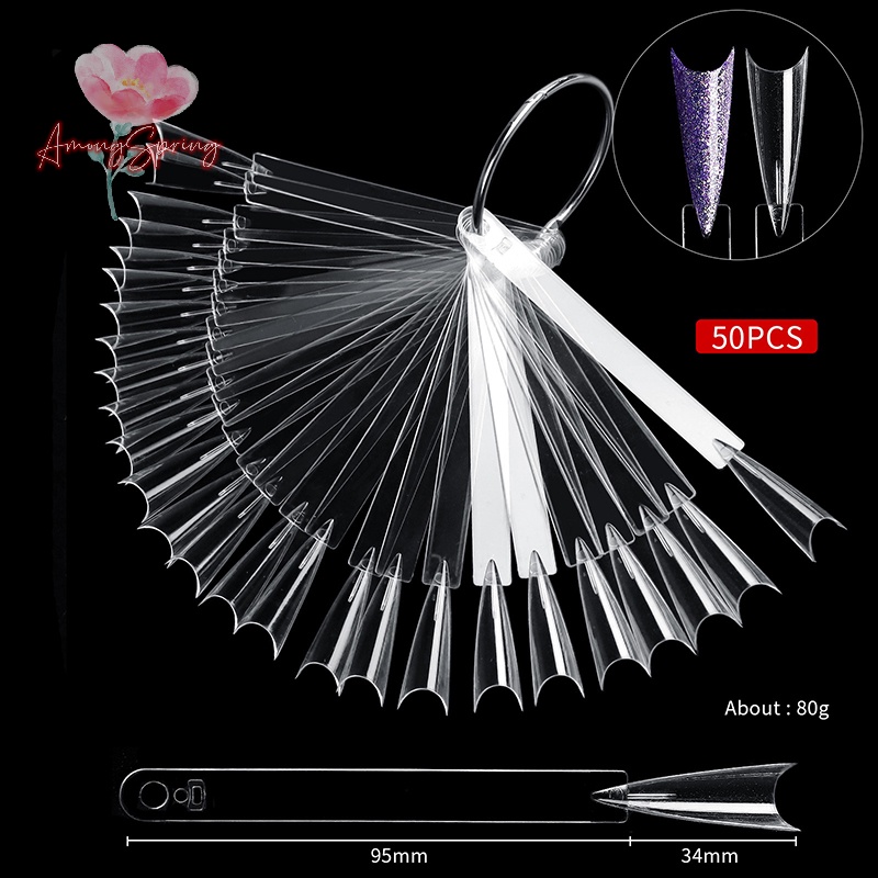 amongspring-gt-ใหม่-เล็บปลอม-ทรงพัด-แบบใส-สําหรับฝึกทําเล็บ-50-ชิ้น
