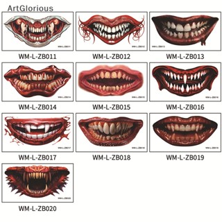 สติกเกอร์รอยสักชั่วคราว ลายฮาโลวีน กันน้ํา สําหรับติดตกแต่งใบหน้า