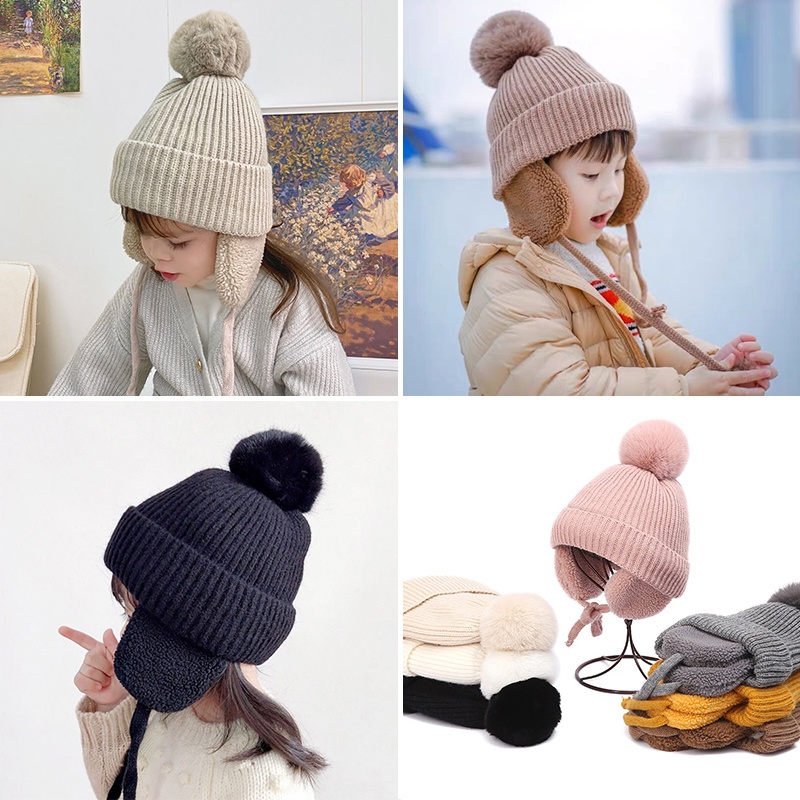 หมวกบีนนี่-ผ้าวูลถัก-ให้ความอบอุ่น-สีพื้น-เหมาะกับฤดูหนาว-สําหรับเด็กผู้ชาย-และเด็กผู้หญิง-อายุ-1-5-ปี