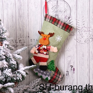 【Buran】ถุงเท้าคริสต์มาส ผ้ากํามะหยี่ขนนิ่ม 3D สําหรับตกแต่งบ้าน