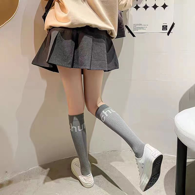 jk-calf-socks-female-spring-and-autumn-winter-xinjiang-cotton-medium-tube-pressure-thin-leg-stockings-japanese-yoga-compression-socks-children