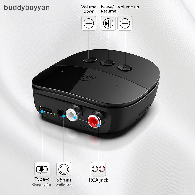 bbth-อะแดปเตอร์รับสัญญาณเสียงสเตอริโอไร้สาย-5-2-rca-3-5-มม-aux-usb-nfc-พร้อมไมโครโฟน-สําหรับรถยนต์-ลําโพง-แอมป์