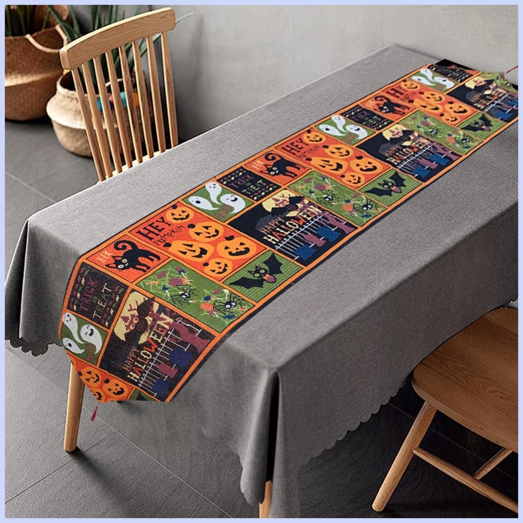 ผ้าปูโต๊ะ-ลายฟักทอง-ค้างคาว-แมงมุม-ค้างคาว-ผี-ขนาด-13x70-นิ้ว-สีดํา-สําหรับฮาโลวีน-ฤดูใบไม้ร่วง