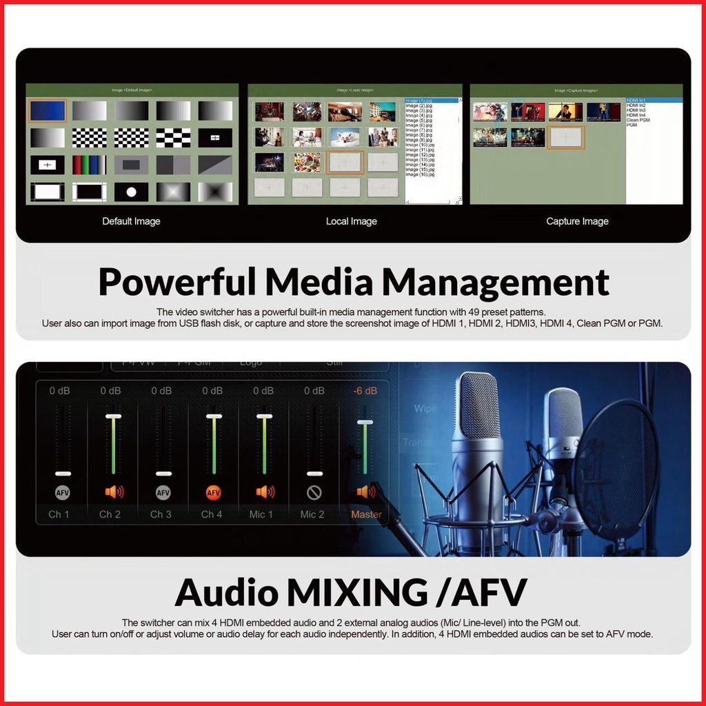 AVMATRIX HVSO402U Portable Multiformat Video Switcher 4Channel HDMI