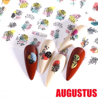 Augustus สติกเกอร์ตกแต่งเล็บ ลายกราฟฟิติดอกไม้ ใบไม้ ฤดูร้อน