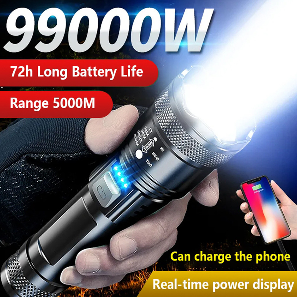 Super Bright Zoom LED Flashlight ไฟฉาย Rechargeabl Waterproof Outdoor ...