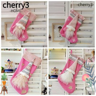 Cherry3 ถุงน่องผ้า ลายต้นคริสต์มาส DIY สําหรับปาร์ตี้ เทศกาลคริสต์มาส