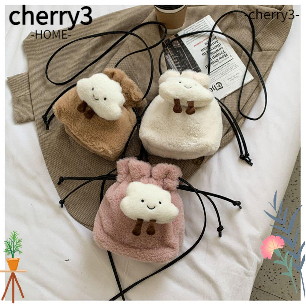 cherry3-กระเป๋าหูรูด-น่ารัก-ขนาดเล็ก-กระเป๋าถือ-ตุ๊กตา-ผ้ากํามะหยี่ขนนิ่ม