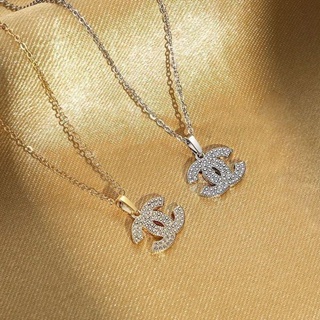 2023 new letter small fragrance light luxury necklace female minority high-end ins full drill sweater chain simple necklace
