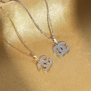 2023 new letter small fragrance light luxury necklace female minority high-end ins full drill sweater chain simple necklace