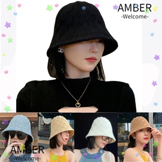 Amber หมวกบีนนี่ ผ้าถัก แบบหนา ให้ความอบอุ่น อเนกประสงค์ สไตล์เรโทร แฟชั่นฤดูใบไม้ร่วง และฤดูหนาว สําหรับใส่ในร่ม และกลางแจ้ง