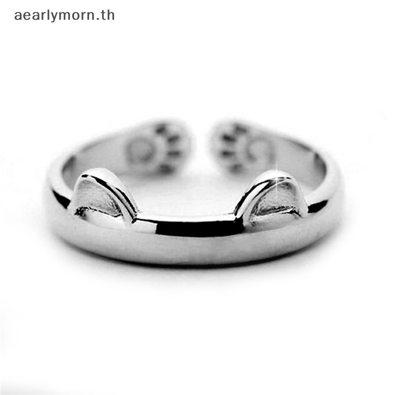 aa-แหวนชุบเงิน-รูปหูแมวน่ารัก-1-ชิ้น
