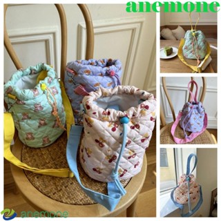 Anemone กระเป๋าถือ กระเป๋าสะพายไหล่ ทรงบักเก็ต ลายหมี สีแคนดี้ ใช้ซ้ําได้ สําหรับสตรี ใส่กล่องอาหารกลางวัน