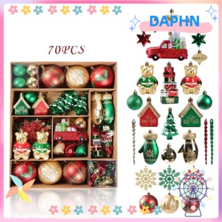 Daphs จี้ลูกบอลพลาสติก เพ้นท์สี 70 ชิ้น สําหรับตกแต่งปาร์ตี้คริสต์มาส