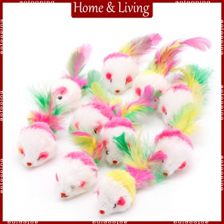 Aotoo ของเล่นตุ๊กตาหนู หางขนนก แบบโต้ตอบ สําหรับแมว 10 ชิ้น