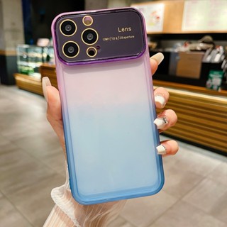 เคสโทรศัพท์มือถือแบบนิ่ม TPU ใส ไล่โทนสี เรียบง่าย ขนาดใหญ่ สําหรับ Iphone 11 15 14 12 13 Pro Max