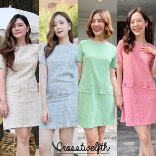 DR2365 Tweed Dress ดูแพงเวอร์ๆไปอี๊ก ซับในทั้งชุดนะคะ ชุดมีซิปหลังค่ะ