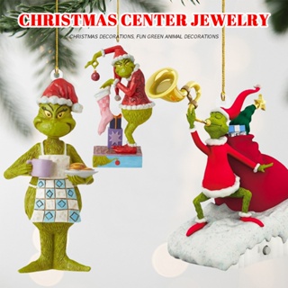 Green Ured Monster Grinch Christmas Tree Pendant Decoration Xmas 2023 New Year Party Gifts -FE