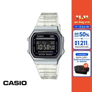 CASIO นาฬิกาข้อมือ CASIO รุ่น A168XES-1BDF วัสดุเรซิ่น สีดำ