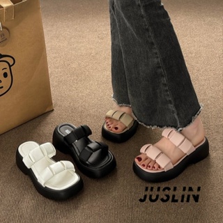 JUSLIN   รองเท้าแตะผู้หญิง ส้นแบน ใส่สบาย สไตล์เกาหลี รองเท้าแฟชั่น 2023 ใหม่  Korean Style สไตล์เกาหลี Comfortable รุ่นใหม่ B98G1PC 37Z230910