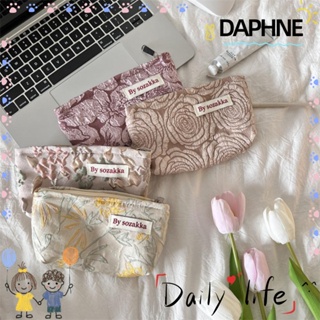 Daphne กระเป๋าเครื่องสําอาง กระเป๋าสตางค์ มีซิป ลายดอกไม้ ขนาดใหญ่ จุของได้เยอะ สําหรับผู้หญิง