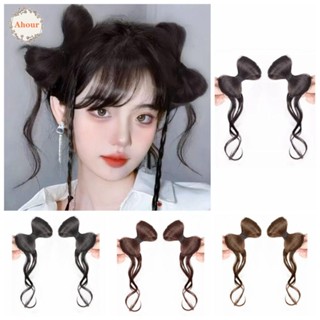 Ahour กิ๊บติดผมไฟเบอร์ธรรมชาติ ทนความร้อน สีน้ําตาล สไตล์เกาหลี สําหรับผู้หญิง 2 ชิ้น
