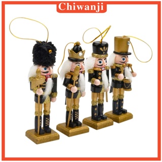 [Chiwanji] ฟิกเกอร์หุ่นตุ๊กตาไม้ Nutcracker Soldier แบบดั้งเดิม อุปกรณ์เสริม สําหรับตกแต่งเทศกาล เก็บสะสม 4 ชิ้น